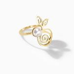 انگشتر گل و برگ با مروارید