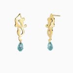 گوشواره اسب دریایی با توپاز آبی