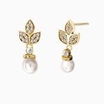 گوشواره ميخي گل با مرواريد